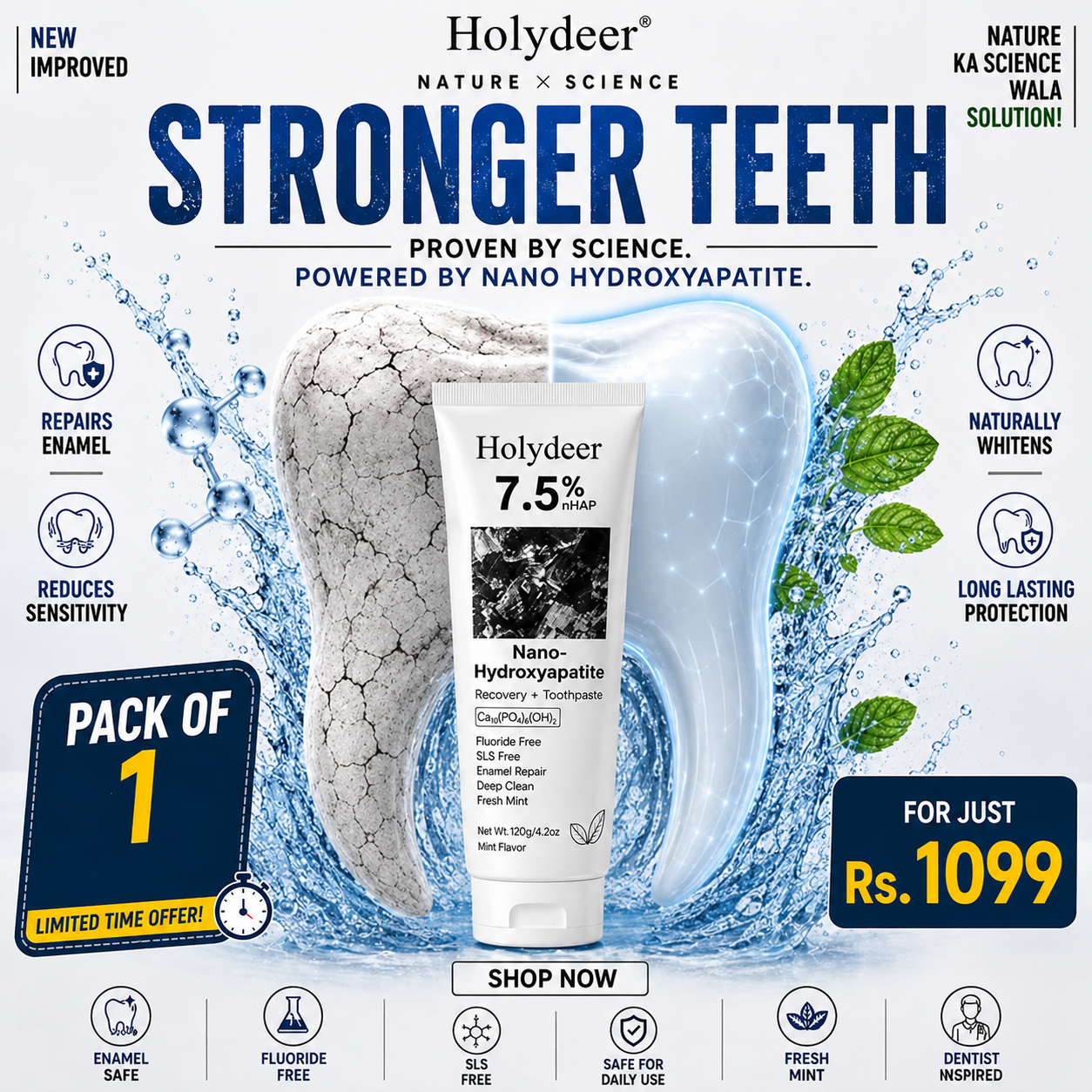 Holydeer Nano Hydroxyapatite Toothpaste Pack of 1