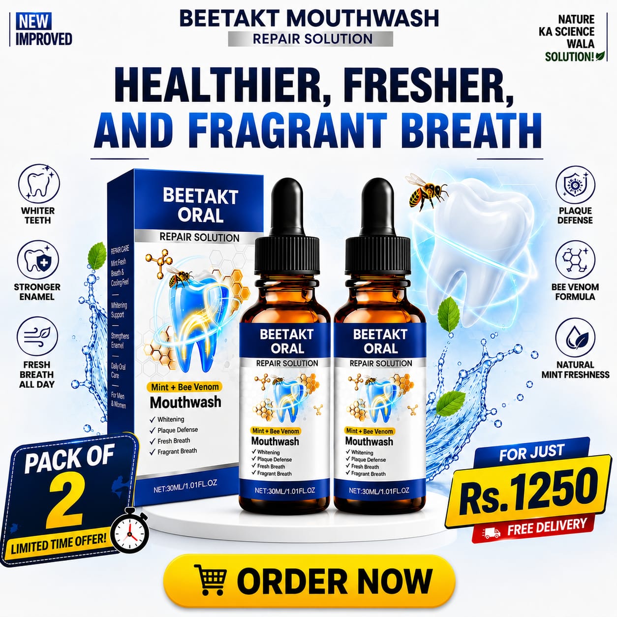 Beetakt Oral Repair Mouthwash – Pack of 2