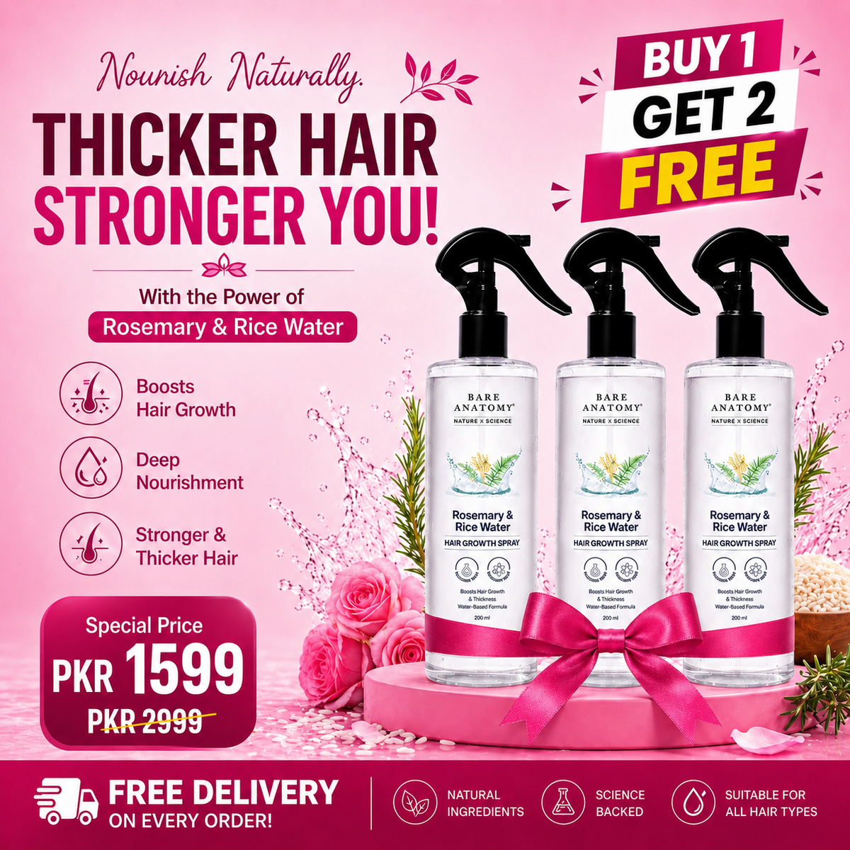 Rosemary and Rice Water Spray Buy 1 Get 2 Free | Buy Now