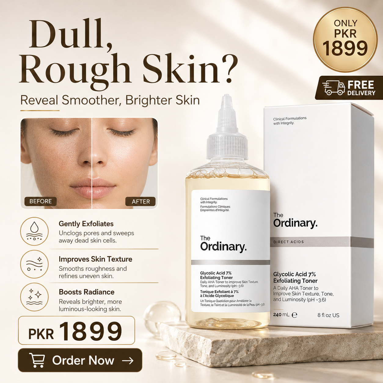 The Ordinary Glycolic Acid 7% Exfoliating Toner – 240ml