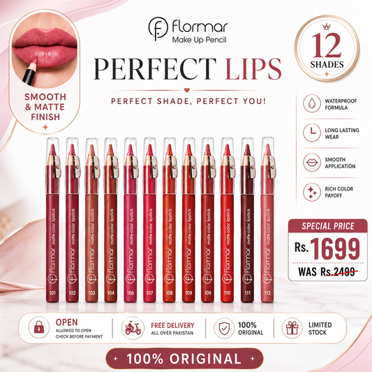 Flormar Make Up Lip Pencil Set – 12 Beautiful Shades | Waterproof & Long Lasting