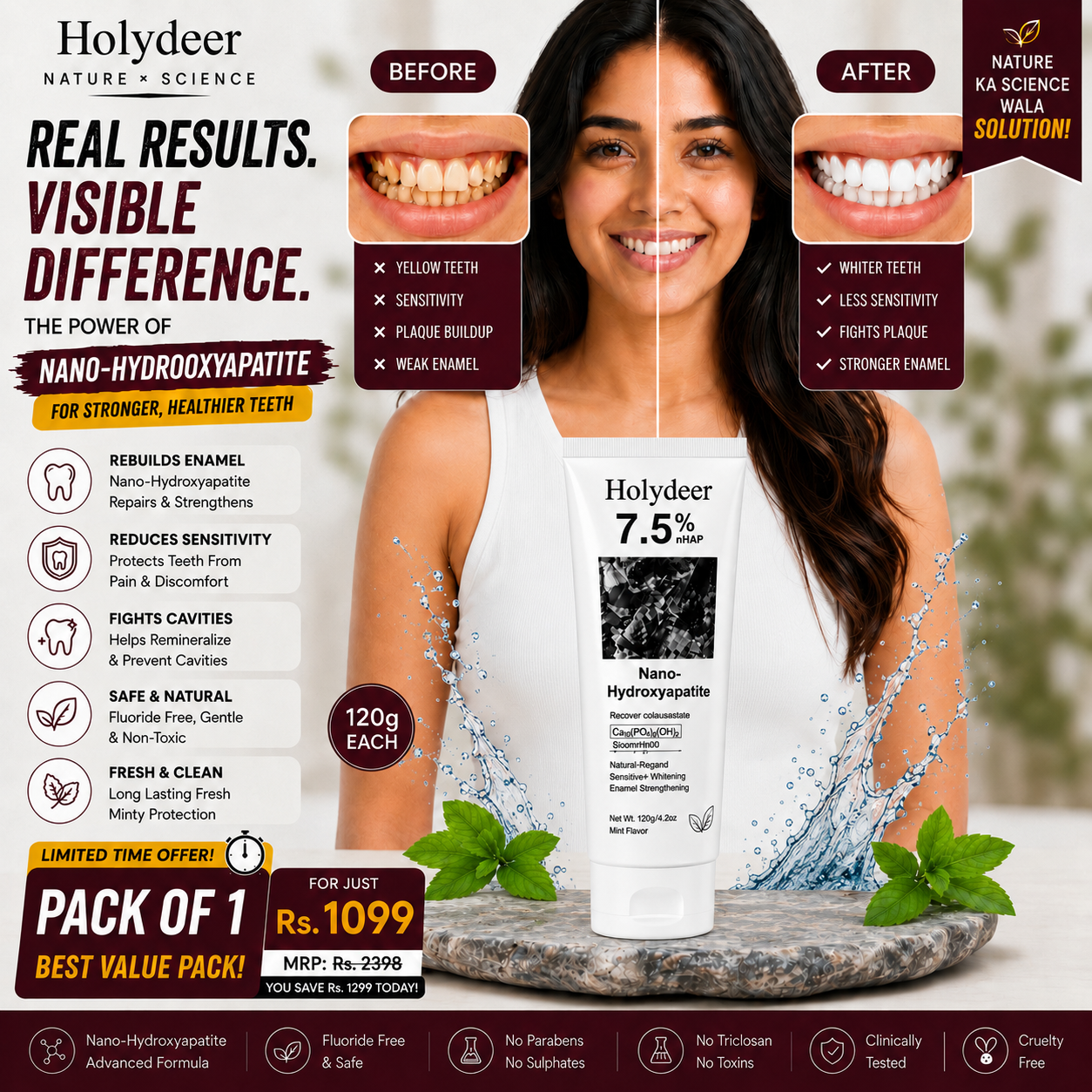 Holydeer Nano Hydroxyapatite Toothpaste Pack of 1