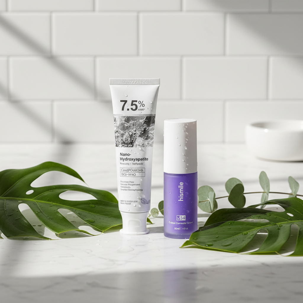 V34 + Holydeer Whitening Combo - Lifestyle Bathroom Shot